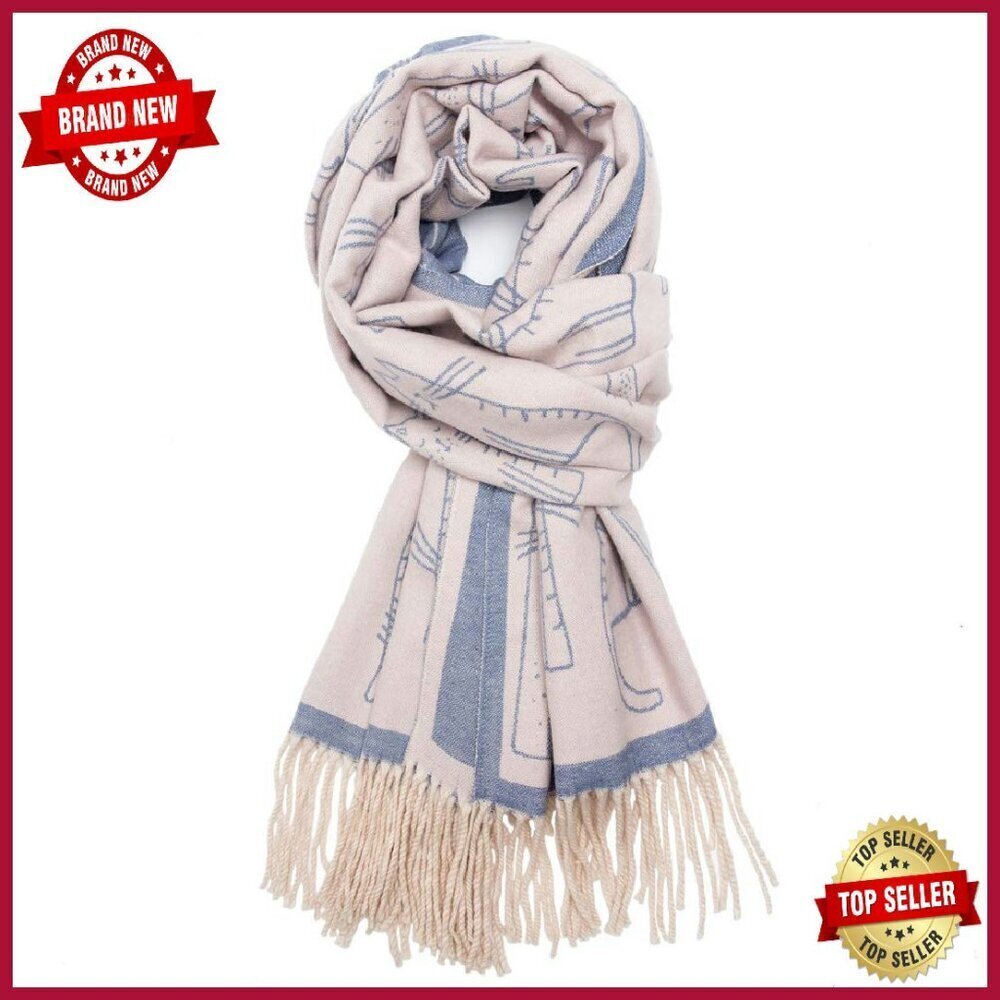 Cashmere Feel Fringed Scarf Winter Shawl Wrap Double-Sided Warm